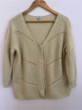 Tobi Women Cream Button-Up Open Knit Cardigan Size S/P